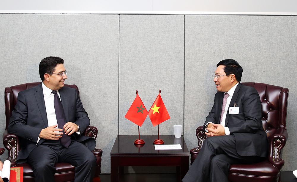 Bộ trưởng Ngoại giao và Hợp tác quốc tế Morocco Nasser Bourita khẳng định ủng hộ Việt Nam làm thành viên Hội đồng Bảo an LHQ. Ảnh: VGP