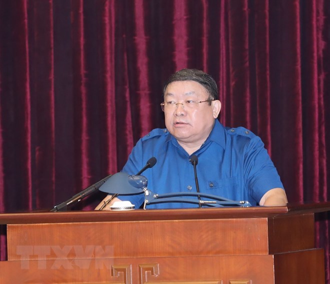 Ông Thào Xuân Sùng, Ủy viên Trung ương Đảng, Chủ tịch Hội Nông dân Việt Nam phát biểu. (Ảnh: Phương Hoa/TTXVN)
