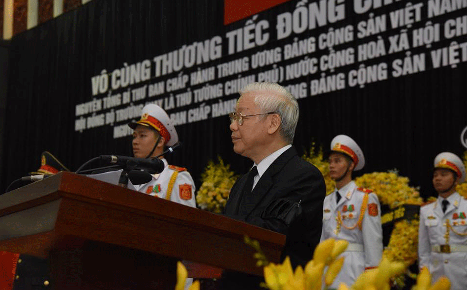 Tổng Bí thư Nguyễn Phú Trọng, Trưởng ban Lễ tang đọc lời điếu.