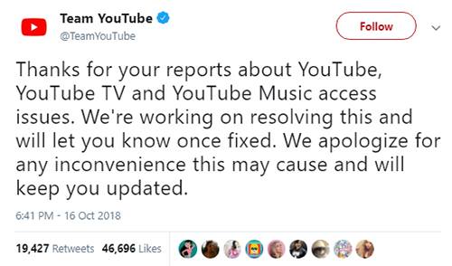YouTube lên tiếng về sự cố mới nhất.