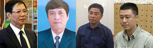 Các bị cáo từ trái qua phải: Phan Văn Vĩnh, Nguyễn Thanh Hóa, Nguyễn Văn Dương và bị can Phan Sào Nam.