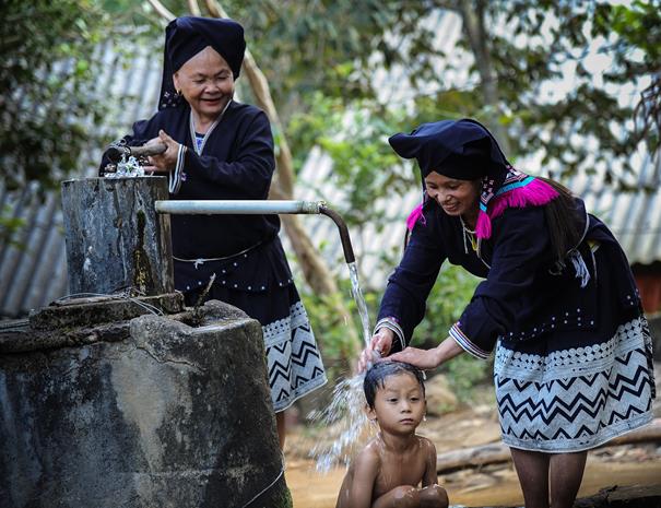 The fresh water supply system in the village has been installed with funds from international organisations