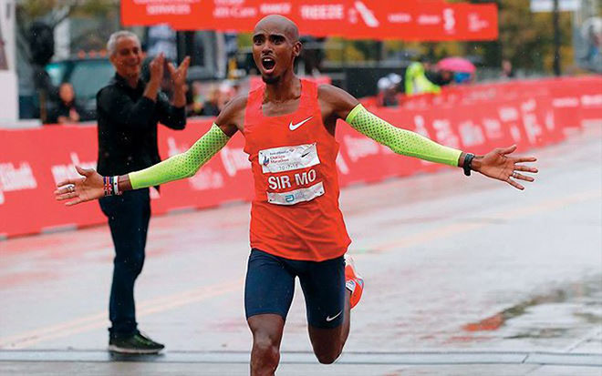 Sir Mo Farah vô địch giải marathon Chicago (Mỹ) hồi đầu tháng 10-2018. 