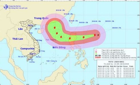 Vị trí và đường đi của cơn bão.