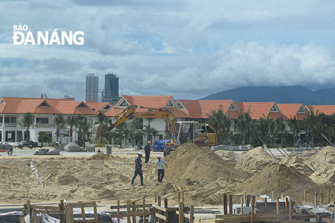 The construction site of the Condotel Ariyana Beach Resort and Suite Da Nang project which is being developed by the Thien Thai Company