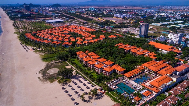 An overview of the Furama Resort Danang from above