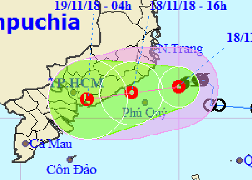 Hướng đi của áp thấp nhiệt đới theo dự báo của Trung tâm dự báo khí tượng thủy văn Trung ương.