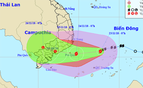 The expected path of typhoon Usagi reported at 9.00am on Friday (Photo: NCHMF)