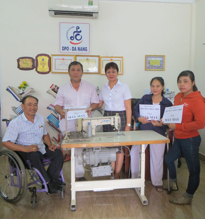 Providing sewing machines for local disabled people