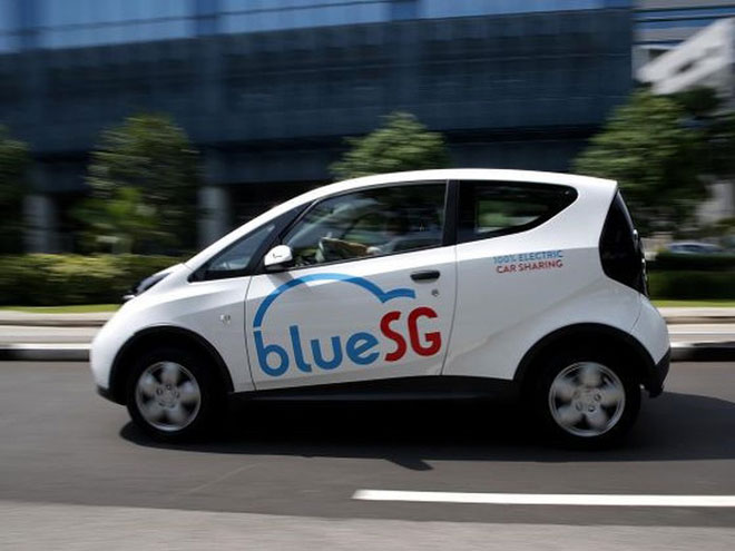 Ô-tô điện chia sẻ của BlueSG ở Singapore. Ảnh: Todayonline.com
