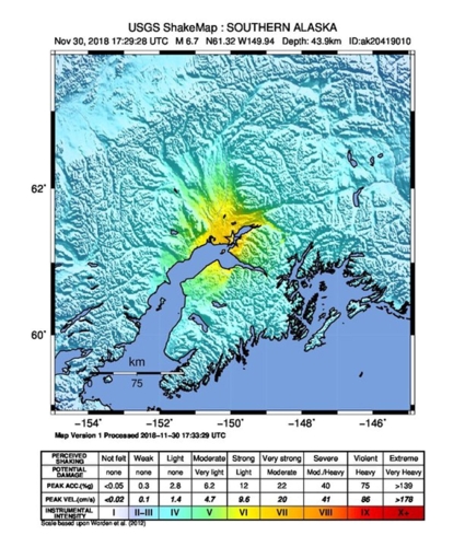 Nằm ở nơi hội tụ hai mảng kiến tạo Thái Bình Dương – Bắc Mỹ, Alaska trải qua trung bình khoảng 40.000 trận động đất mỗi năm, nhiều hơn 49 bang khác trên nước Mỹ cộng lại. Ảnh: USGS