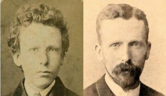 Bức ảnh bên trái từng được xác định là Vincent van Gogh, giờ đây phát hiện là ảnh của Theo, người anh trai. Theo van Gogh lúc 32 tuổi (phải).