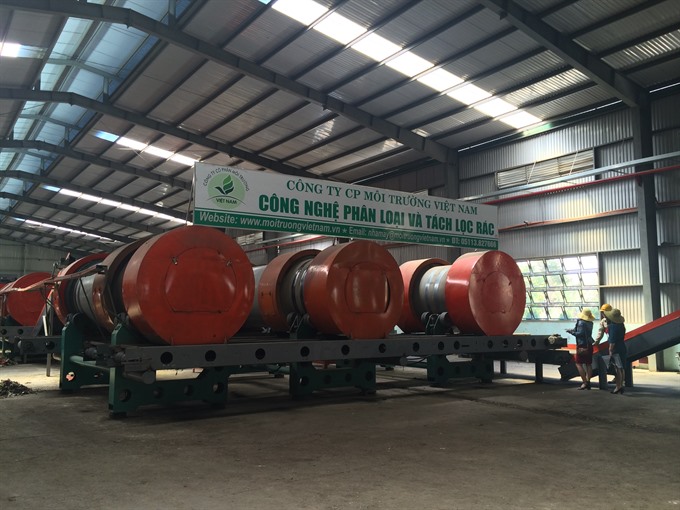 A waste processing system is seen at the Khanh Son waste recycled plant. Da Nang plans to invest the first waste-to-energy project in the second stage.