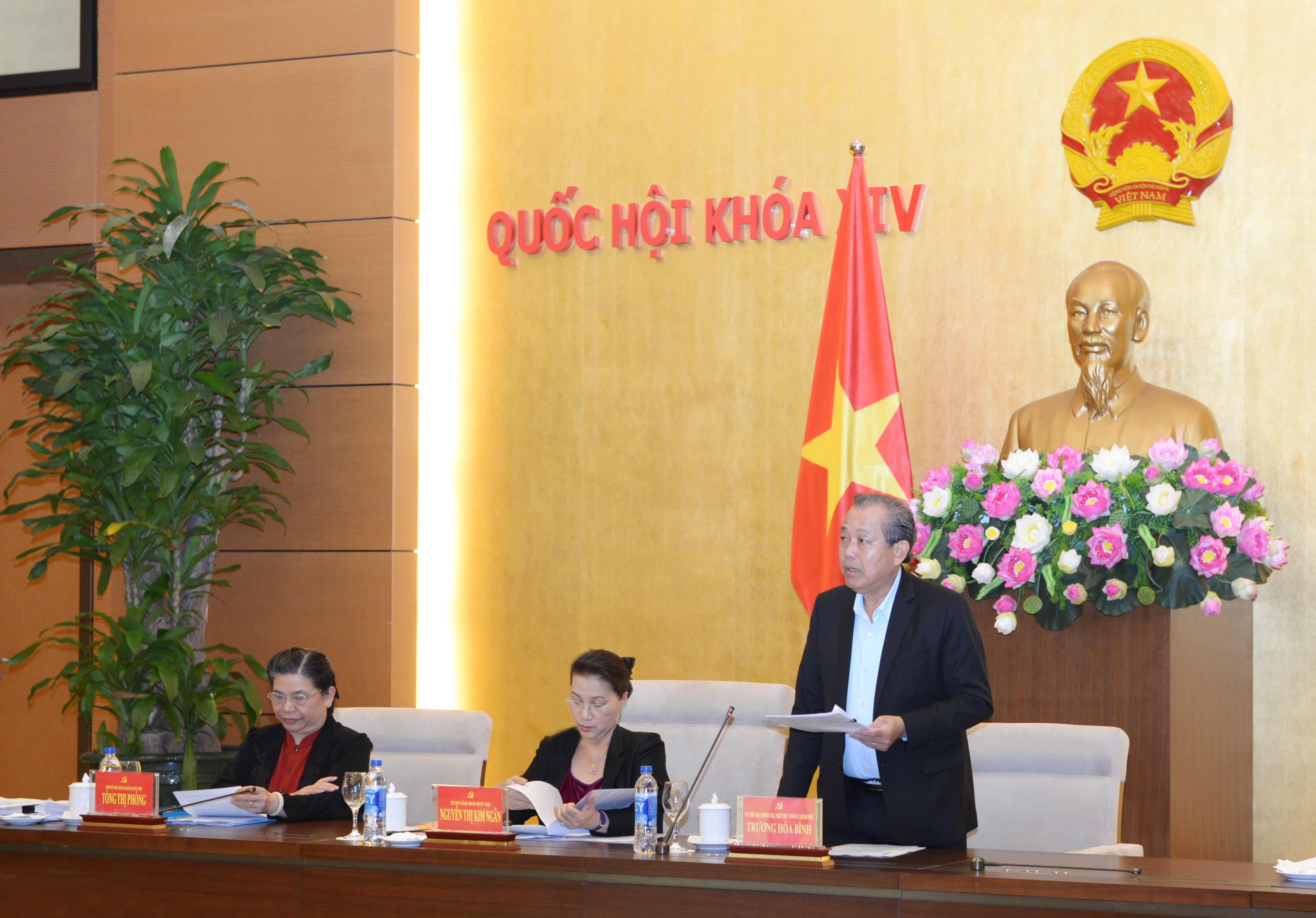 Trưởng Đoàn kiểm tra của Bộ Chính trị Trương Hòa Bình phát biểu tại Hội nghị - Ảnh: VGP
