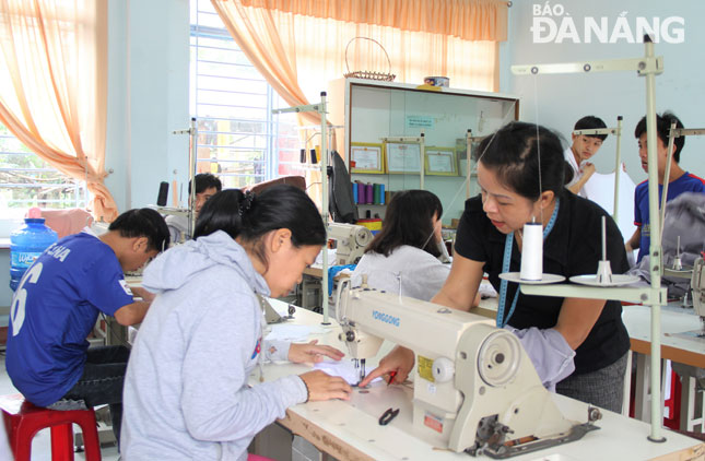 A sewing training courses in progress at the Career Orientation Centre under the city’s Red Cross Association