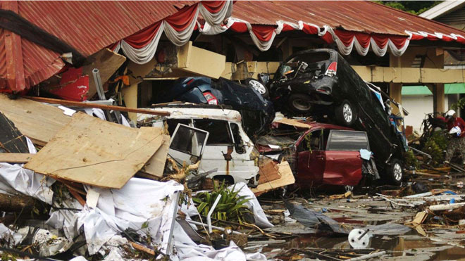 Trận động đất kèm sóng thần ở Palu làm hơn 2.200 người chết.  Ảnh: Getty Images