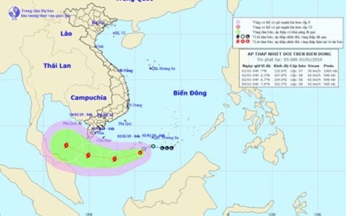 Vị trí áp thấp nhiệt đới.