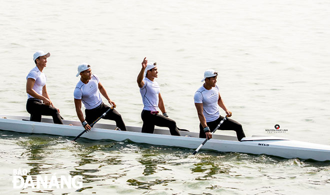 Canoe racers sharing the joy of winning.