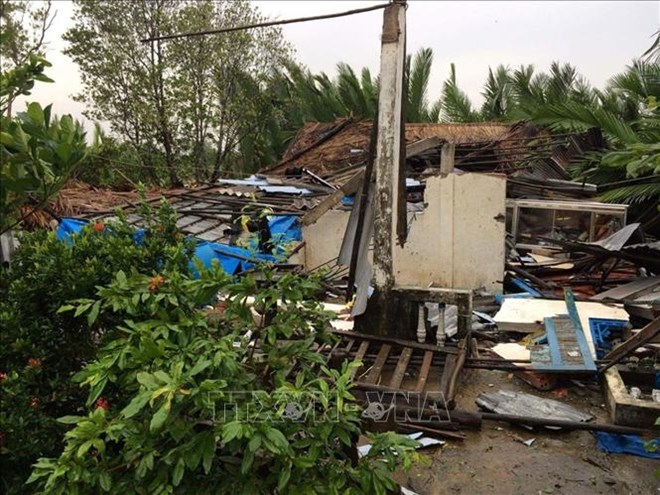 A house in Bac Lieu province collapsed due to Storm Pabuk (Photo: VNA)