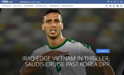 Trang chủ FIFA đăng tải thông tin trận Việt Nam 2 - 3 Iraq.