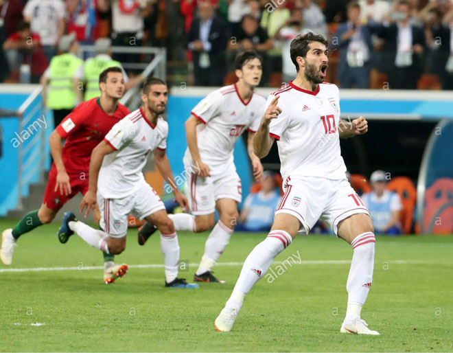 Với những cầu thủ có kinh nghiệm cùng trình độ chuyên môn rất cao như Karim Ansarifard (số 10, áo trắng), không chỉ chiếm ưu thế trước đội tuyển Việt Nam mà Iran còn là một ứng viên sáng giá cho danh hiệu vô địch ASIAN Cup 2019.Ảnh: ALAMY