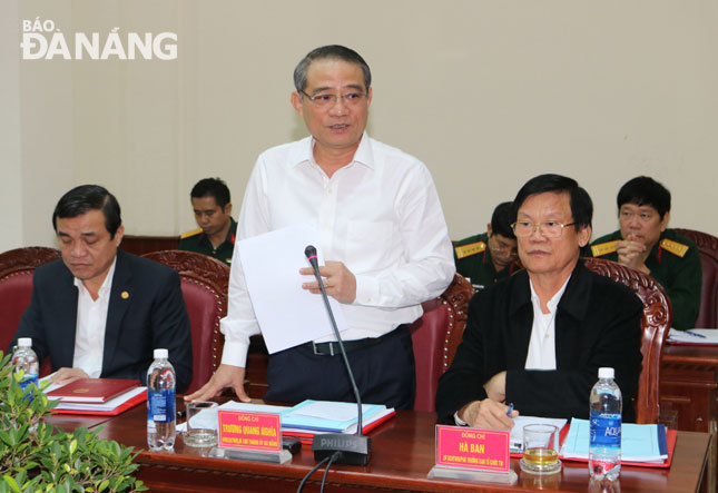 Bí thư Thành ủy Trương Quang Nghĩa phát biểu tại hội nghị.    Ảnh: VIỆT HÙNG