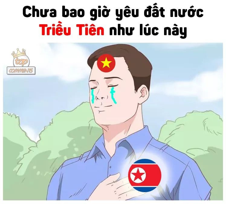 Người hâm mộ bóng đá Việt Nam đã có lý do để “yêu” Triều Tiên (Ảnh: Top Comments)