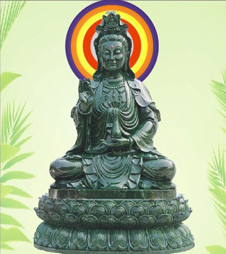 Tôn tượng Ngọc Bồ Tát Quán Thế Âm vừa được an vị tại chùa Quán Thế Âm. 