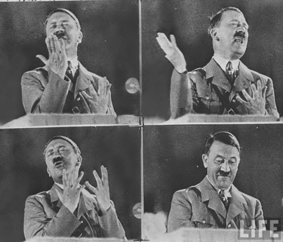 Các biểu cảm và động tác khi phát biểu của Hitler.