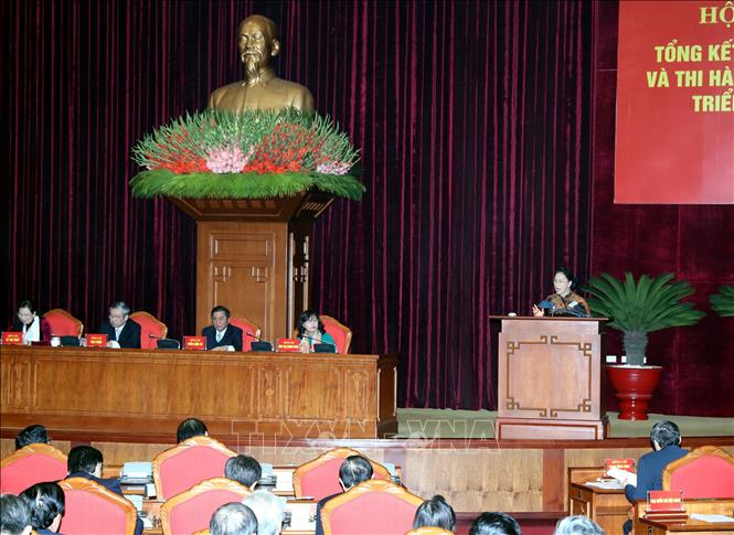 Chủ tịch Quốc hội Nguyễn Thị Kim Ngân phát biểu tại hội nghị. Ảnh: Trọng Đức/TTXVN