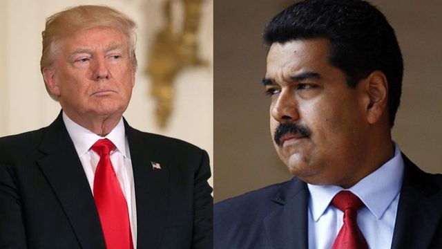 Tổng thống Mỹ Donald Trump và Tổng thống Venezuela Nicolas Maduro. (Ảnh: LAT)