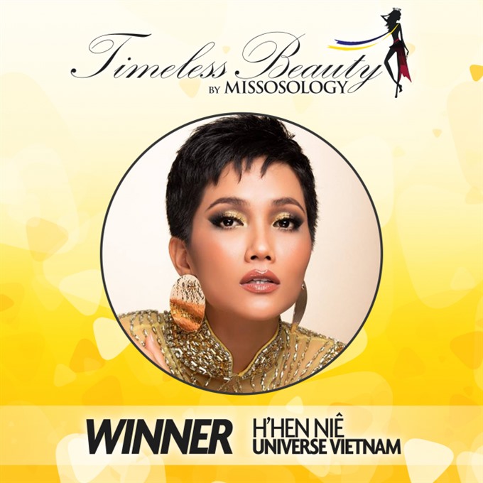 With a final score of 4.576, H’Hen Nie surpassed Miss World Mariem Velazco in the final round to win the title as 2018 Timeless Beauty organised by Missosology. — Photo missosology.org Read more at http://vietnamnews.vn/life-style/484725/winner-of-timeless-beauty-2018-is-hhen-nie-from-viet-nam-missosology.html#w4BsaEPwLRqU06C9.99