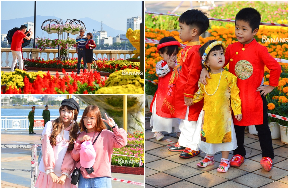 Taking advantage of current favourable weather conditions, people from different age groups posing for souvenir photos with their friends and family members.