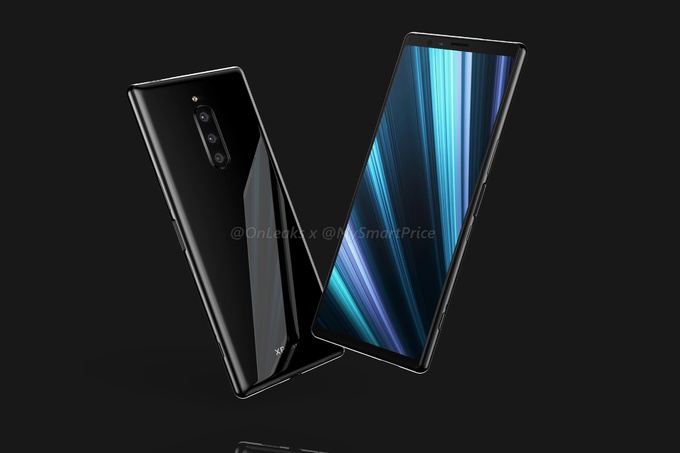  Sony Xperia XZ4   Hãng điện tử Nhật thu hút chú ý trong sự kiện MWC 2019 sắp tới khi để lộ nhiều thông tin về mẫu Xperia đời mới. XZ4 được cho là điện thoại có pin lớn nhất từ trước đến nay của Sony, nhiều gấp rưỡi iPhone XS Max dù cũng có màn hình OLED 6,5 inch. Nó còn sử dụng màn hình tỷ lệ siêu dài 21:9 như ở rạp phim. 