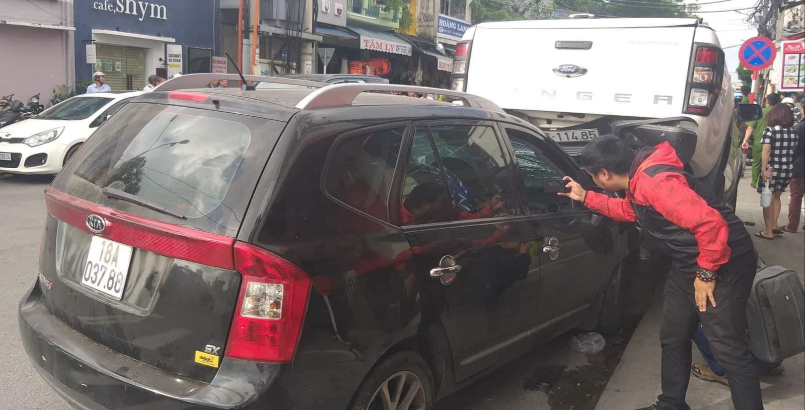 A scene of a road traffic accident in the city 