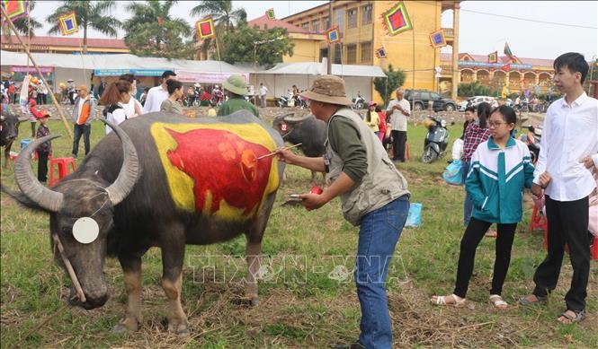 Colourful: Buffalo painting contest held in Hà Nam Province on Sunday. It attracted 24 painter Read more at http://vietnamnews.vn/life-style/505100/spring-festival-in-full-swing.html#J1rrMWWjAKVkyJ1M.99