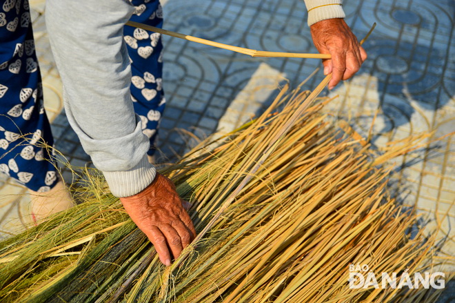 Ms Dang Thi Can, who has 20 years of experience in making reed brooms in Hoa Hiep Nam Ward, said, around Tet, the wild grass is long enough for cutting.  The grass harvest season usually lasts from early the 12th lunar month until the end of the 1st lunar month of the subsequent year when reed blooms.