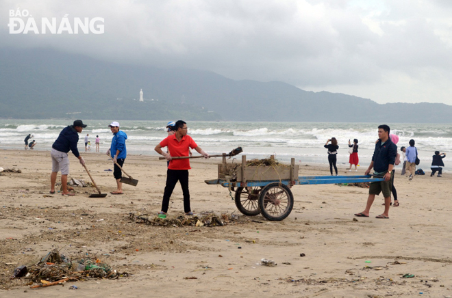 Các bãi biển được các đơn vị, tổ chức dọn sạch rác khi sóng biển tấp vào bờ. 