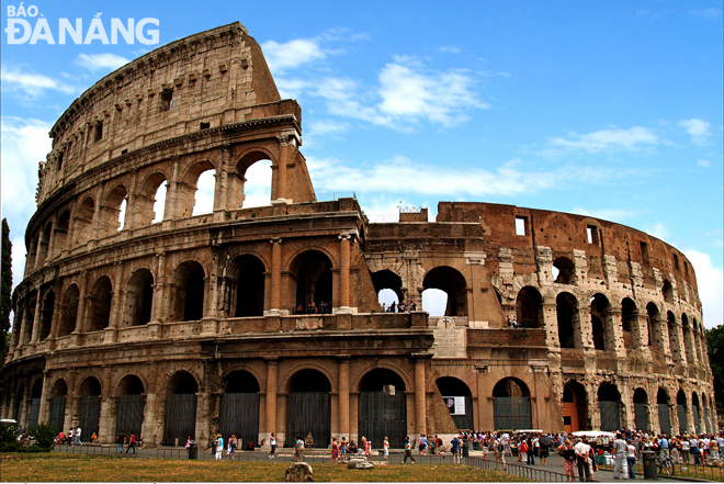 The Colosseum, an oval amphitheatre in the centre of the city of Rome, Italy