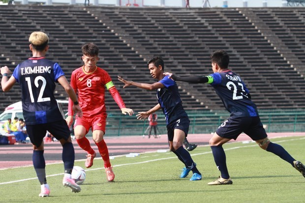 Vietnam ranks third at AFF U22 Youth Championship after beating host Cambodia 1-0. (Photo: VNA)