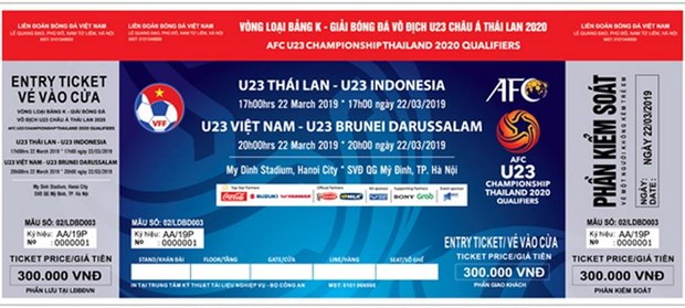Công bố giá bán vé xem các trận của U23 Việt Nam tại vòng loại