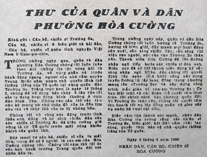 Quảng Nam - Đà Nẵng với 'phong trào hướng về Trường Sa' năm 1988