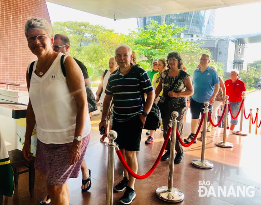 European tourists visiting the Museum of Da Nang