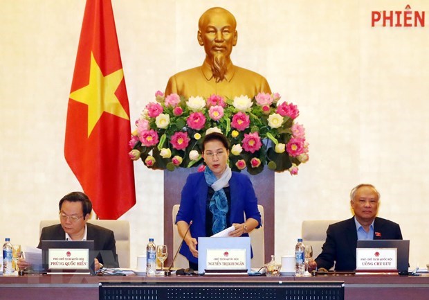 Chairwoman Nguyen Thi Kim Ngan chairs the 31st session of the 14th National Assembly Standing Committee (Photo: VNA)