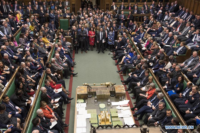 Phiên bỏ phiếu về dự thảo thỏa thuận Brexit tại Hạ viện Anh ngày 12-3.  Ảnh: THX
