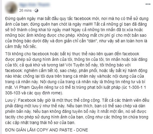 Thông tin sai về vấn đề bảo mật của Facebook đang lan truyền. Ảnh chụp màn hình