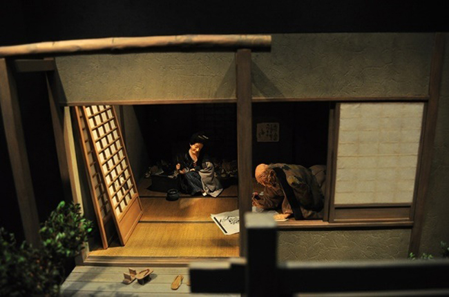 Mô hình thu nhỏ họa thất của Hokusai tại Bảo tàng Edo-Tokyo.