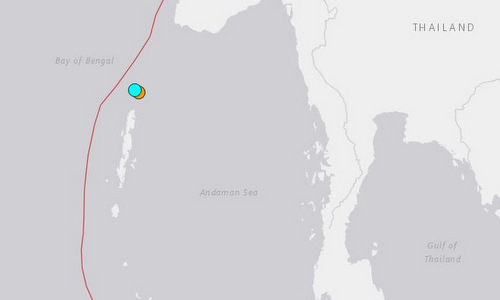 Vị trí xảy ra hai trận động đất ngày 23-3. Ảnh: USGS