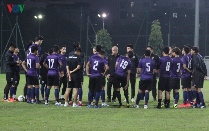 Trong số 4 đội bóng bảng K, U23 Thái Lan là đội ra sân tập muộn nhất trước lượt trận cuối cùng ở Vòng loại U23 châu Á 2020.