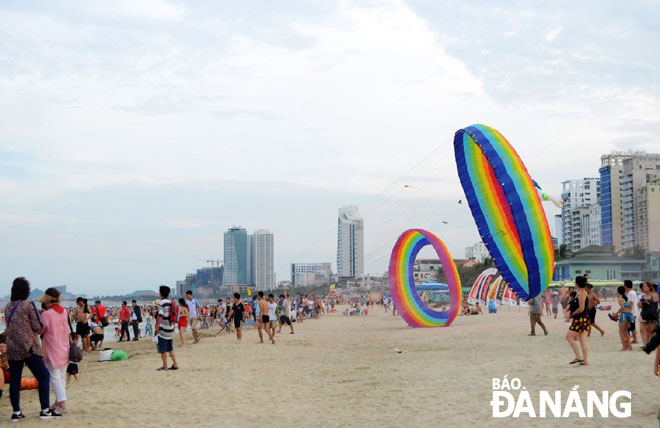 Beach-goers at a beach